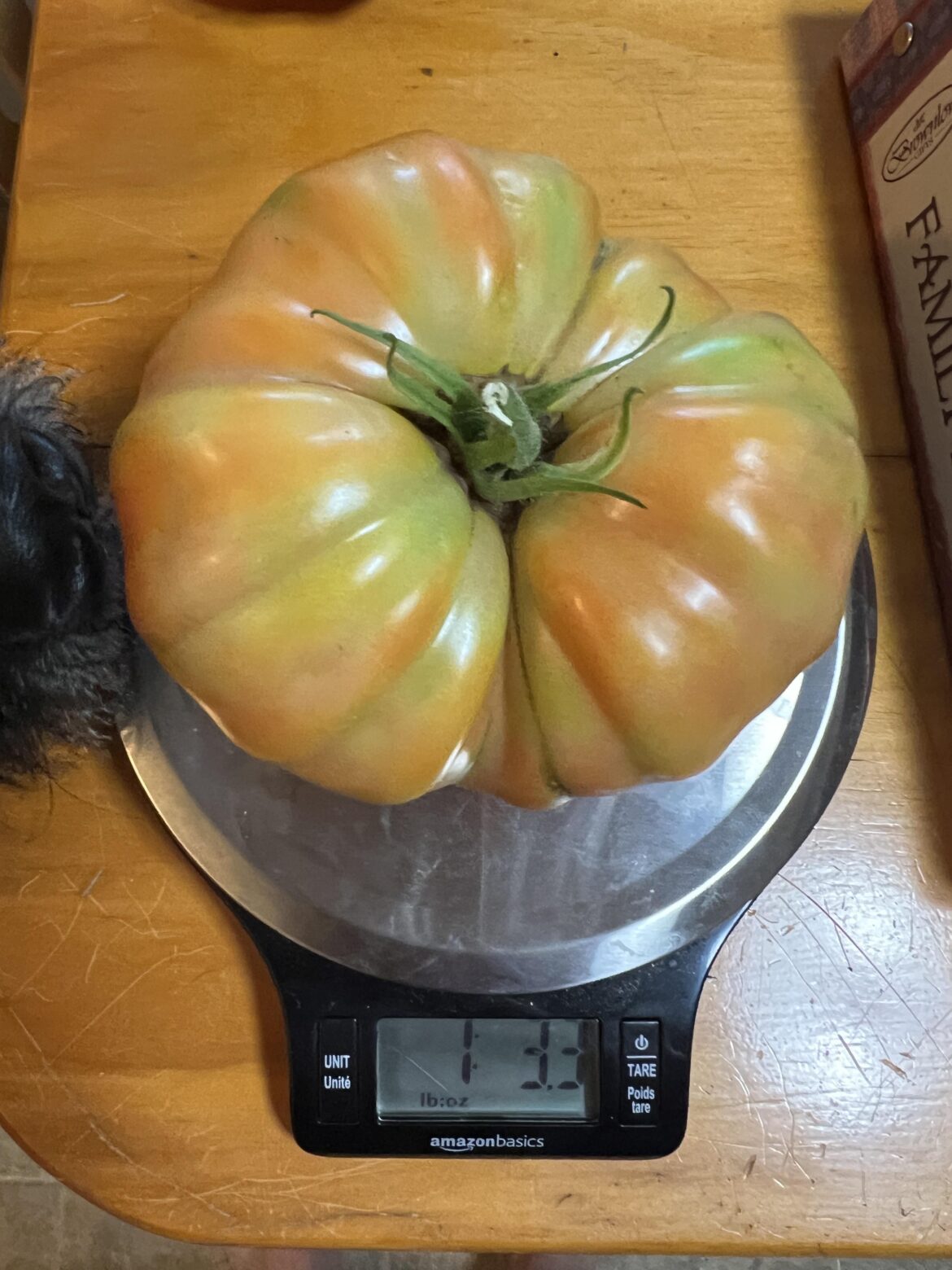 Pulled at first blush because I was nervous of splitting…still, so excited about this 18 oz tomater!