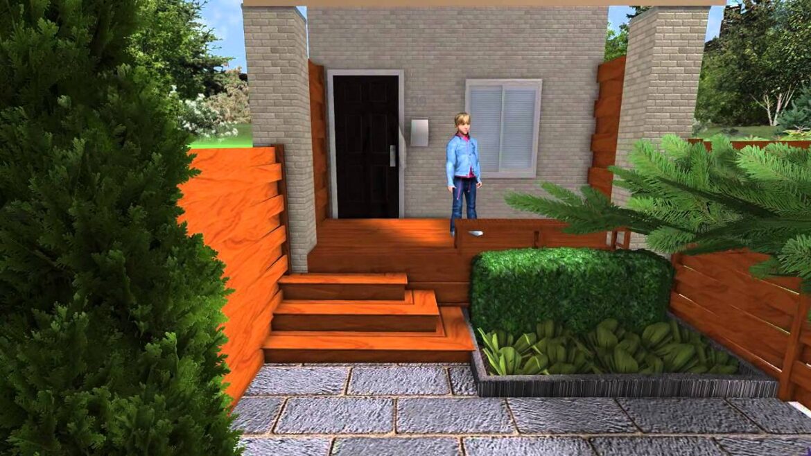 3D Contemporary Front Yard Landscape Makeover - Walkthrough Movie