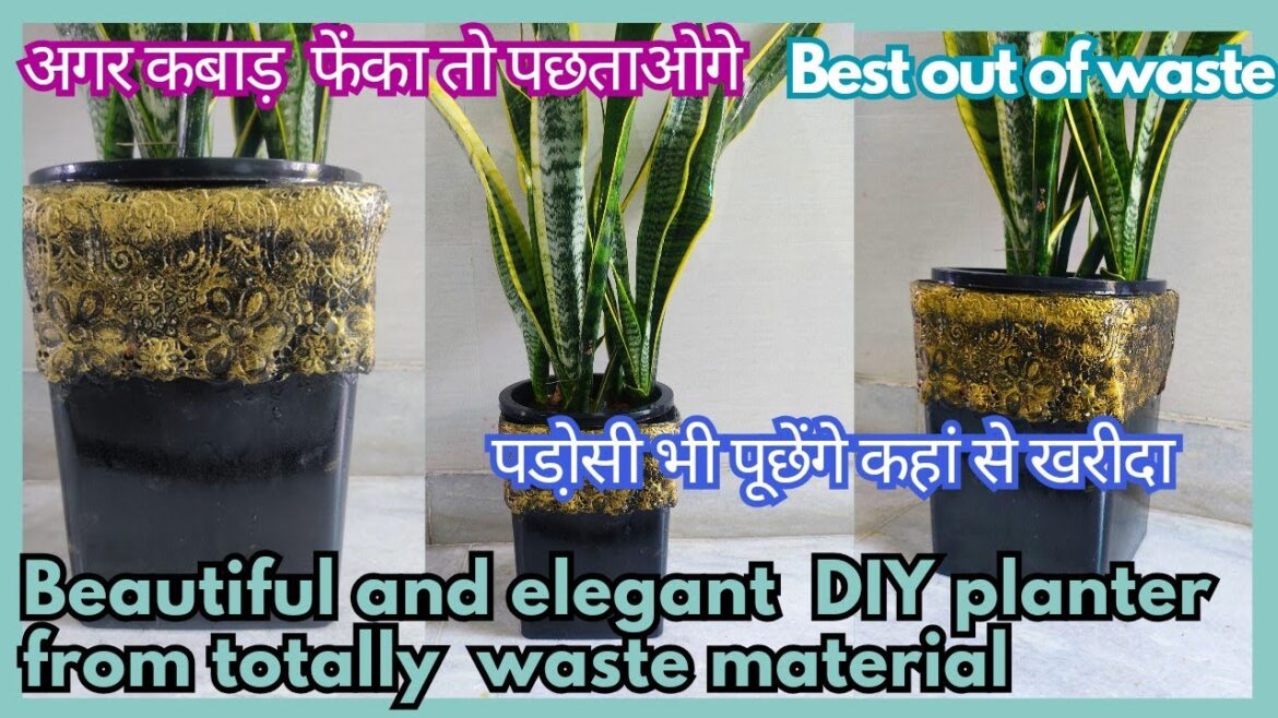 How to turn any plastic container into beautiful pot for your  garden/Beautiful DIY pot/Pot making