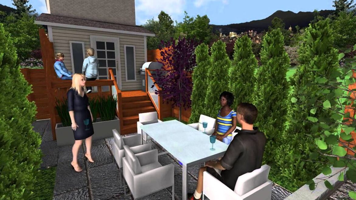 3D Contemporary Backyard Landscape Makeover - Walkthrough Movie