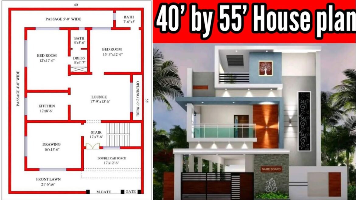 40x55 House Plan | 40x55 House Design | 40x55 House Plan With Garden | 40x55 East facing House Plan