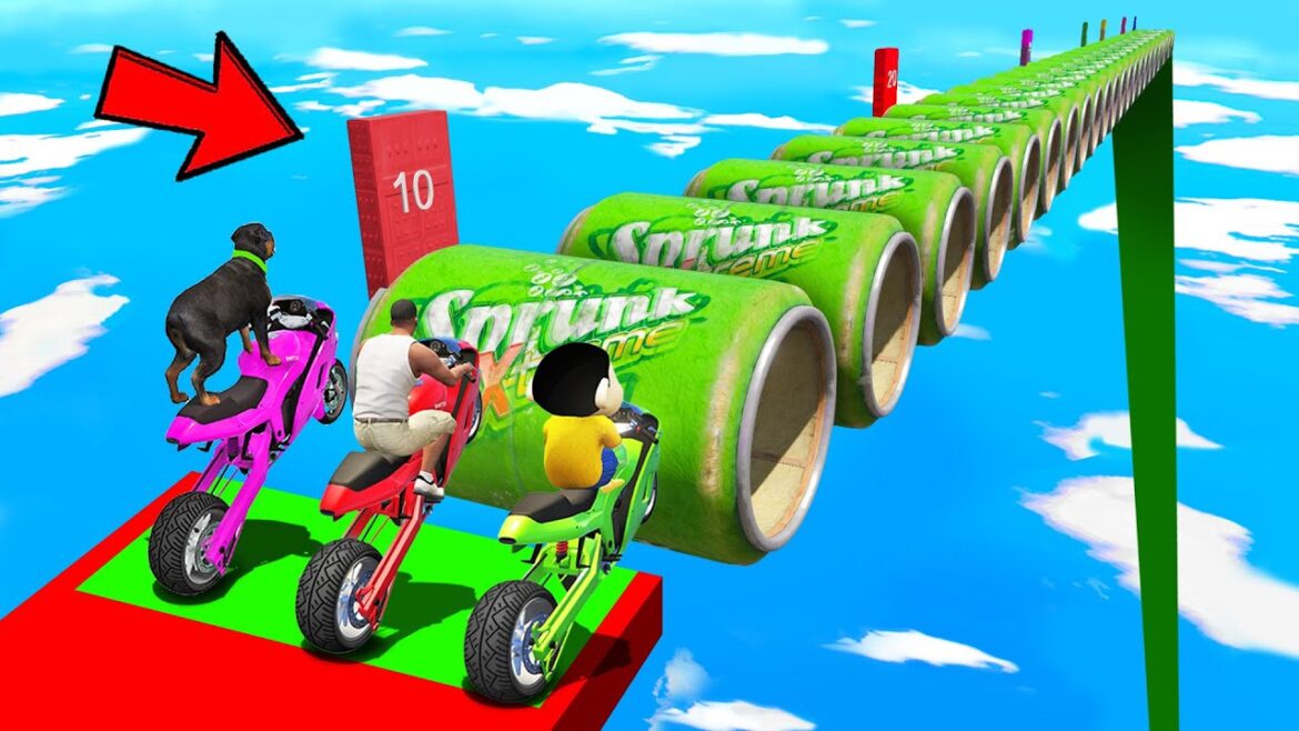 SHINCHAN AND FRANKLIN TRIED THE IMPOSSIBLE CAN BRIDGE PARKOUR CHALLENGE GTA 5