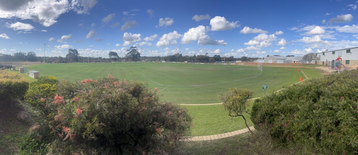 Footy Oval mowed fresh lines
