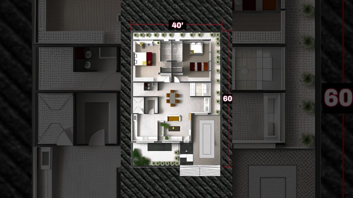 40×60 house design, 40×60 house plan with car parking, #floorplan