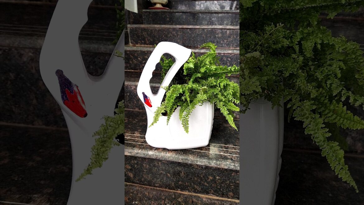 Swan inspired planter pot idea using waste empty oil cans craft tutorial home garden decoration diy