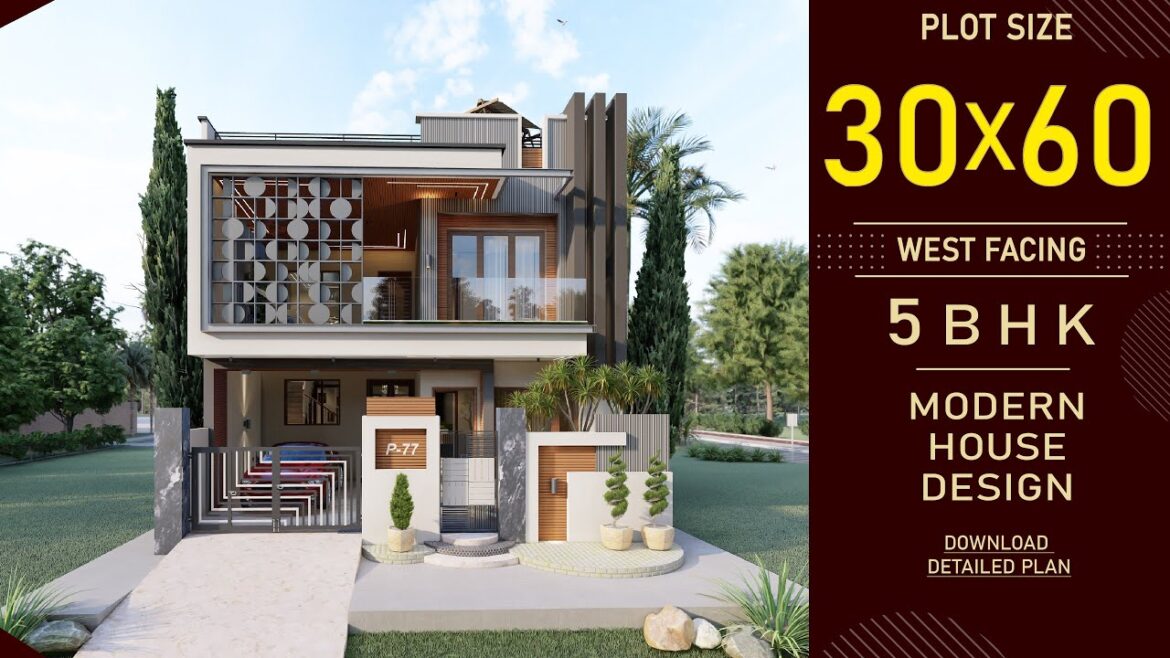 3D House Design 🏡 | 30x60 WEST FACING HOUSE | Modern Elevation | Terrace Garden | Interior Design