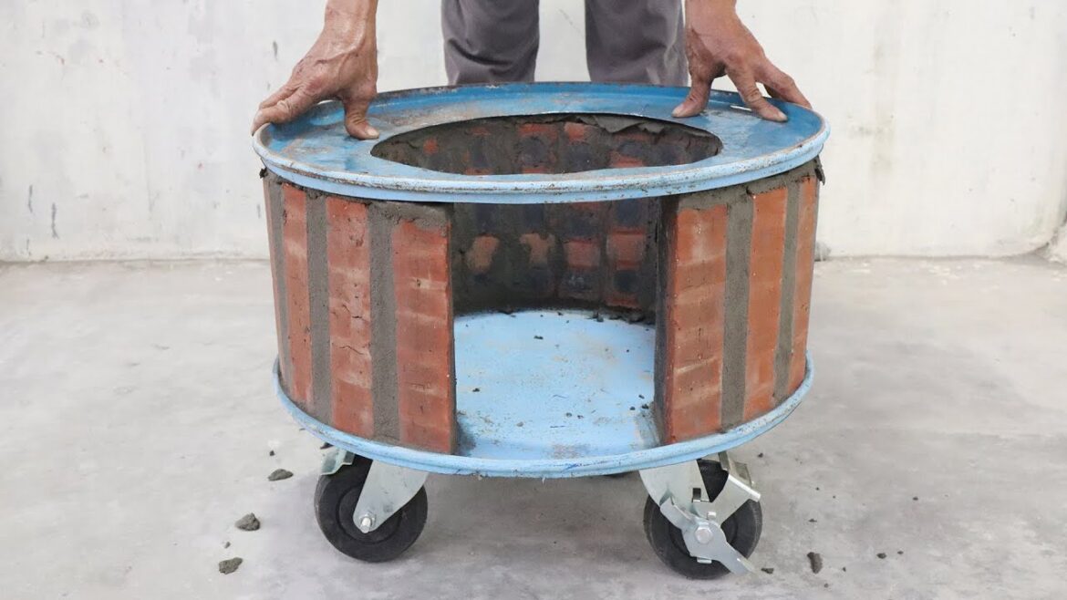 The idea of recycling iron and cement drumheads into beautiful wood stoves