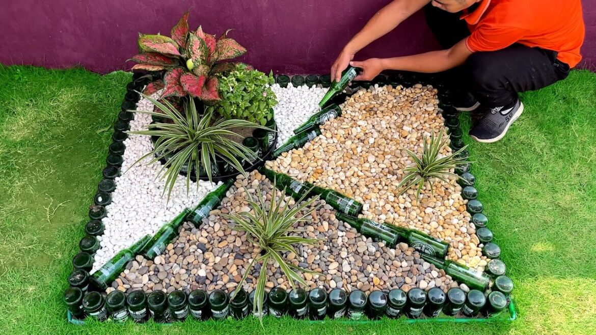 GARDEN DECORATION IDEAS – Simple garden design ideas with glass bottle GARDEN DECORATION IDEAS - Simple garden design ideas with glass bottle