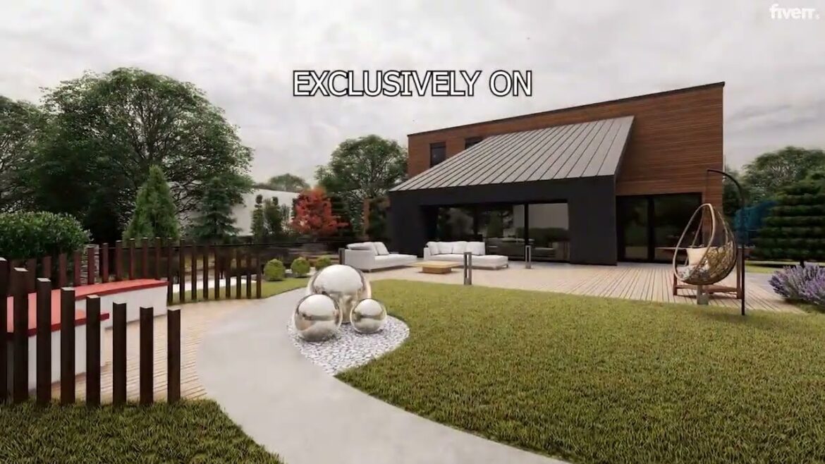 Make garden patio terrace 3d rendering animation on provided design