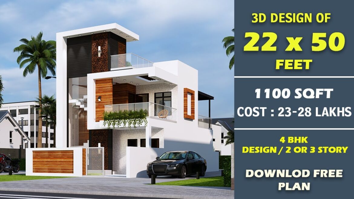 22x50 House Design - Amazing 4BHK House Plans | 6.7 X15 Meters | 123 Gaj | Terrace Garden