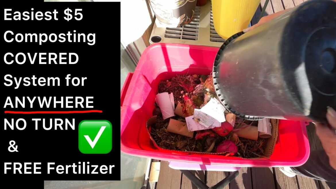 Covered Composting Container for $5 / Worm Farm EASY How to Make FREE Plant Fertilizer Compost Tea