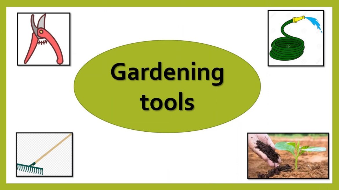 Gardening Tools Name for kids. English vocabulary.