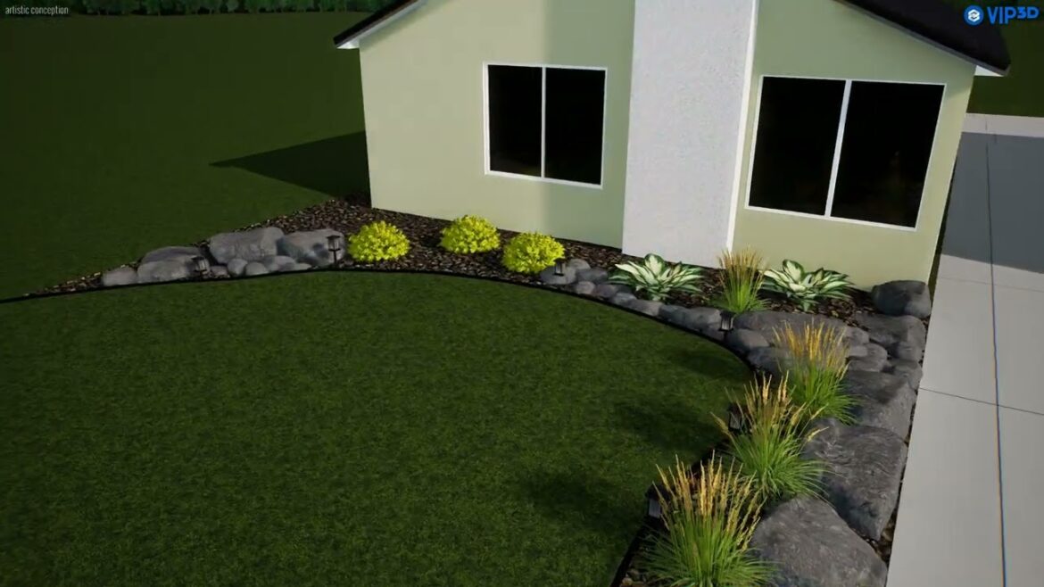 Front yard landscape installation