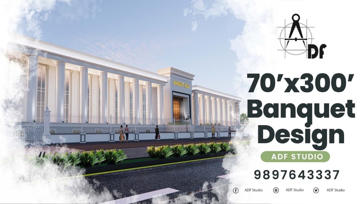 70X300 Banquet Hall Design | 350x70 Marriage Garden Design | Function Hall Design
