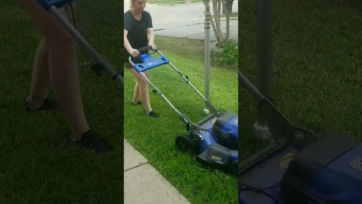 Mowing and weedeating my front yard.