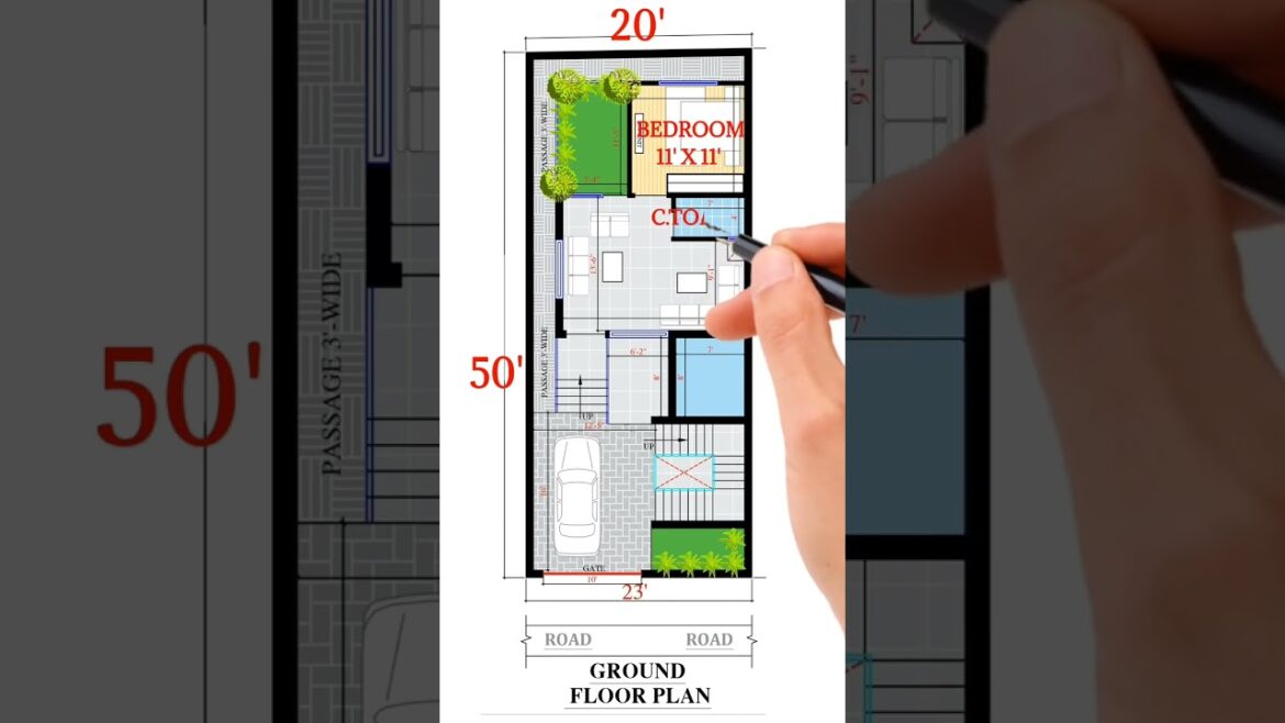House plan 20 x 50 | Modern House | 2D Plan