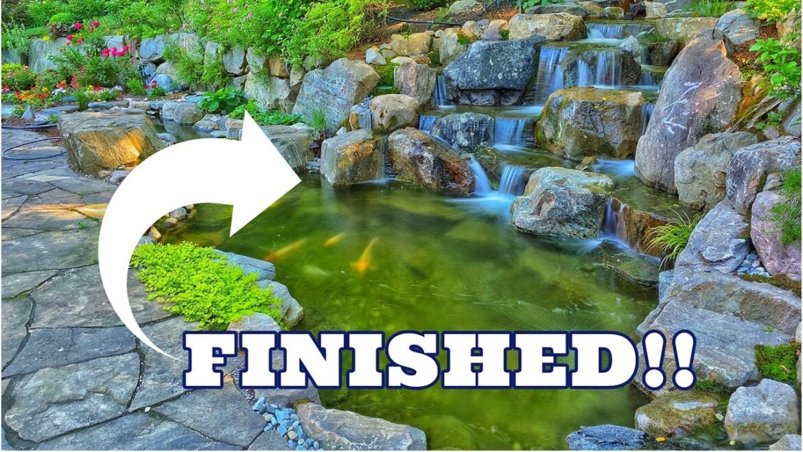 LARGE BOULDER WATERFALL into Garden Pond | FINISHED