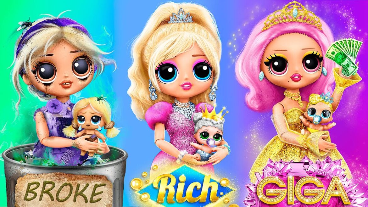 Rich, Broke and Giga Rich Dolls with Their Babies / 33 DIYs for LOL Rich, Broke and Giga Rich Dolls with Their Babies / 33 DIYs for LOL