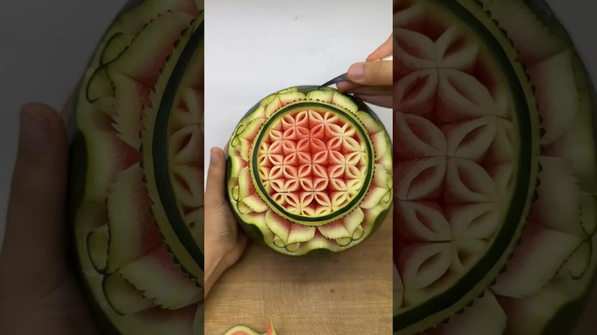 Making Flower in water Melon #watermelon #makingflower #art