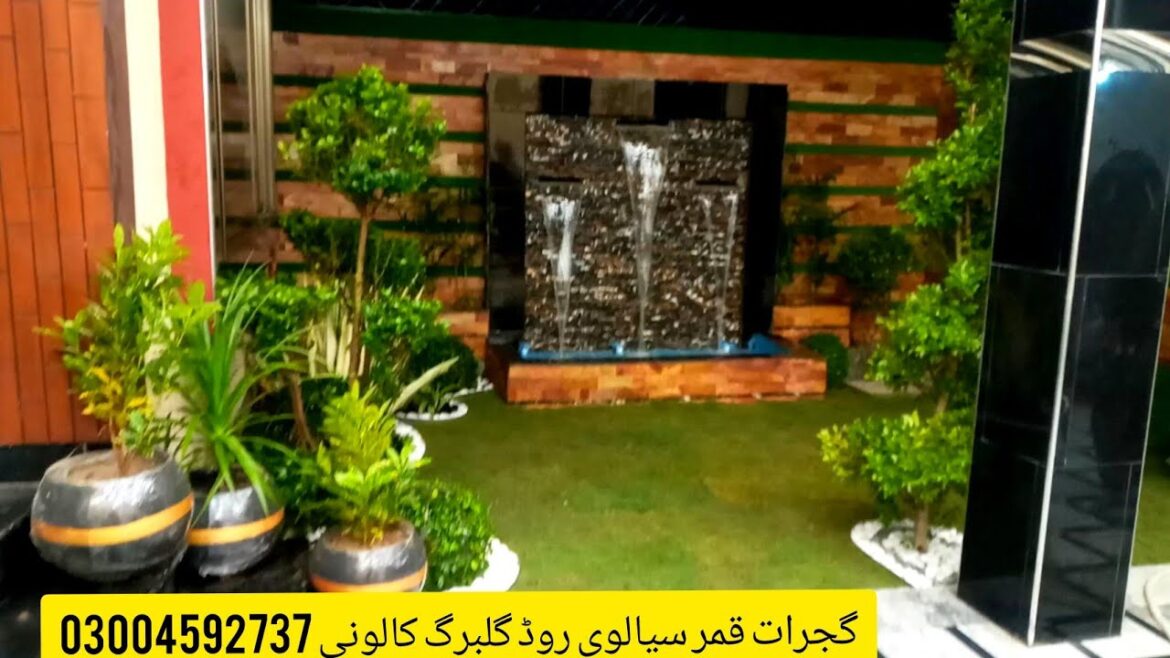 Beautiful #Creative landscaping design 1kanal house inside Garden #landscape and Unique #Waterfall