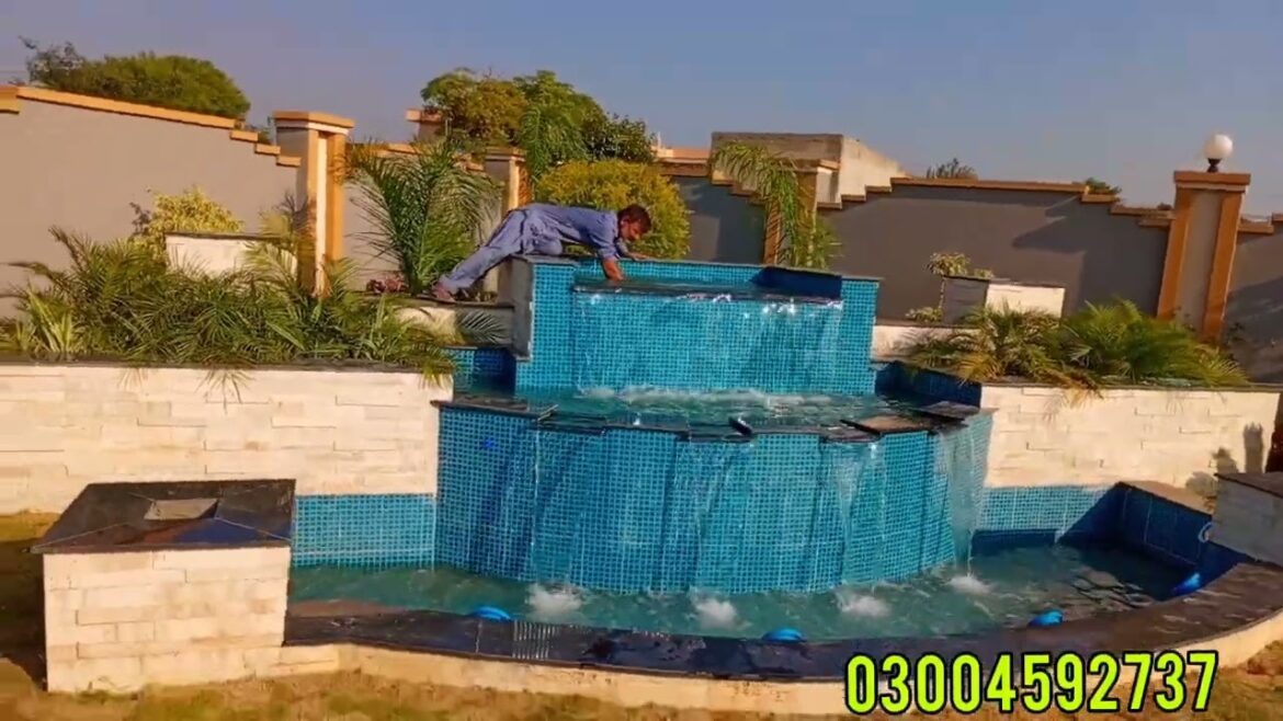 Part 3 Waterfall Work in کھاریاں Complete 8 kanal farm house Landscape design 03004592737 Lahore