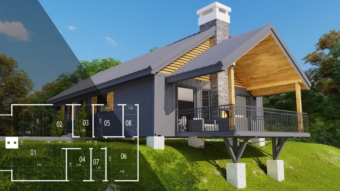 Container House 90 sqm - Suspended by Pillars - simple life