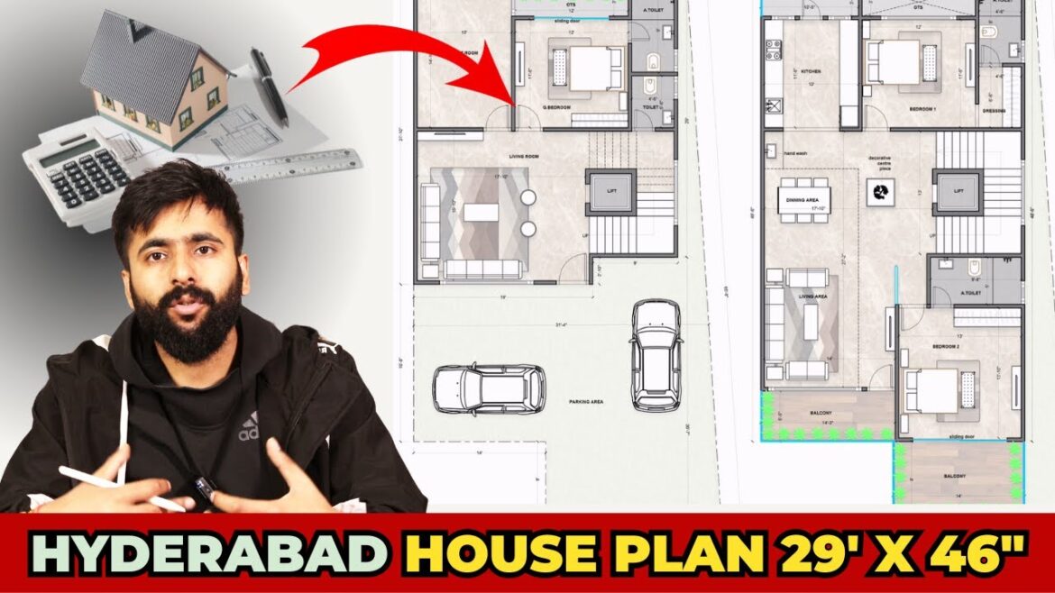 Hyderabad House Plan (29′ X 46″) ✅ Hyderabad House Plan (29' X 46") ✅