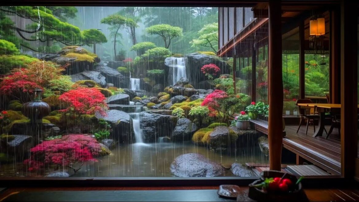 Overcome Insomnia & Sleep Well With Rain In Beautiful Japanese Zen Garden 🍀 Rain For Deep Sleep