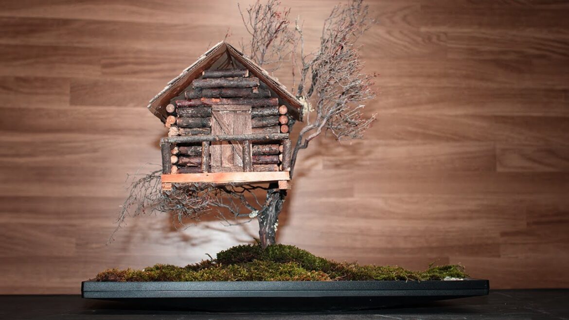 How to make a tree house for a miniature garden, Japanese moss garden or model How to make a tree house for a miniature garden, Japanese moss garden or model
