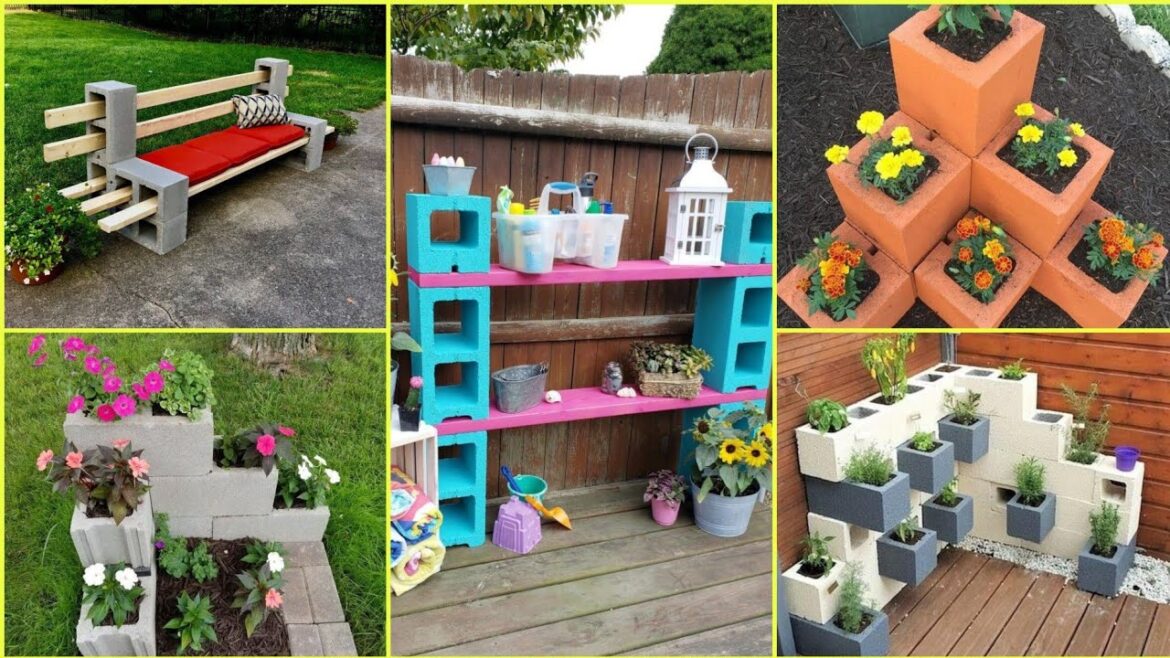 Original Cinder Block Ideas for DIY Yard Decorations/decor garden 🏡
