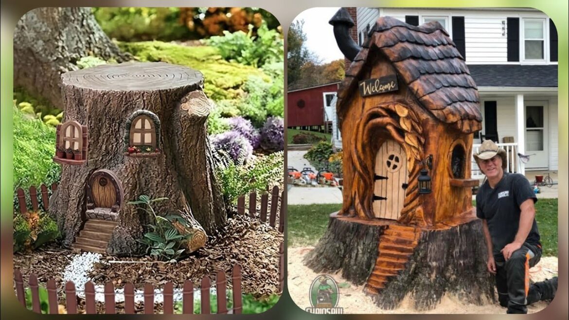 Fairy Gardens Gone Wild: Creating Whimsical Landscapes with Tree Trunks Tre Trunk Fairy Garden Idea