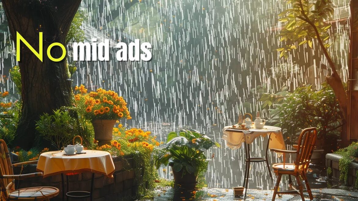 The cozy sound of rain in the Japanese garden, Suitable for relaxing & sleeping