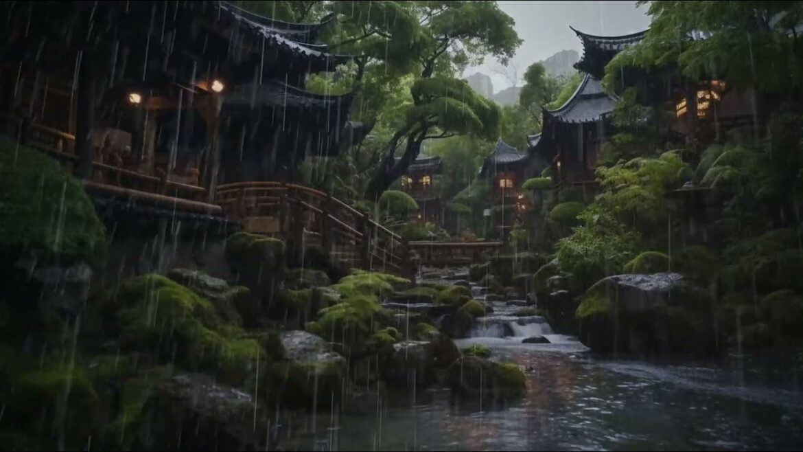 Japanese Village Garden | 10 Hours of Relaxing Rain and Thunder for DEEP SLEEP | ASMR | Studying Japanese Village Garden | 10 Hours of Relaxing Rain and Thunder for DEEP SLEEP | ASMR | Studying