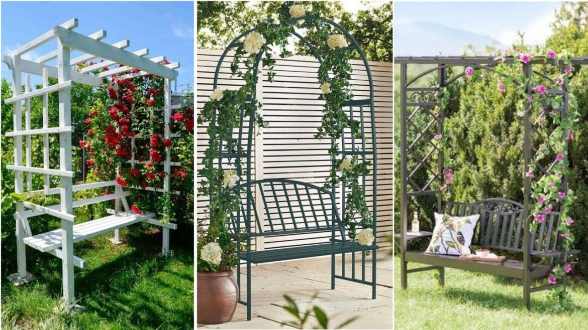 Cultivate Charm: Building a Beautiful garden Arbor with bench ideas - cenador de jardín con banco