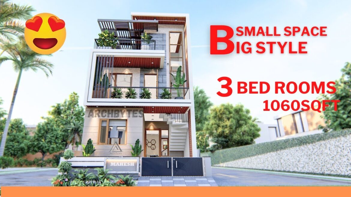 20x53 Feet House Duplex Design| 3 Bedrooms| 1060 Sqft| 118Gaj| 5x16 metrs| Terrace Garden |Archbytes