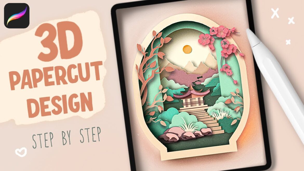 Japanese Garden – Realistic Paper Cut Design in Procreate Japanese Garden - Realistic Paper Cut Design in Procreate