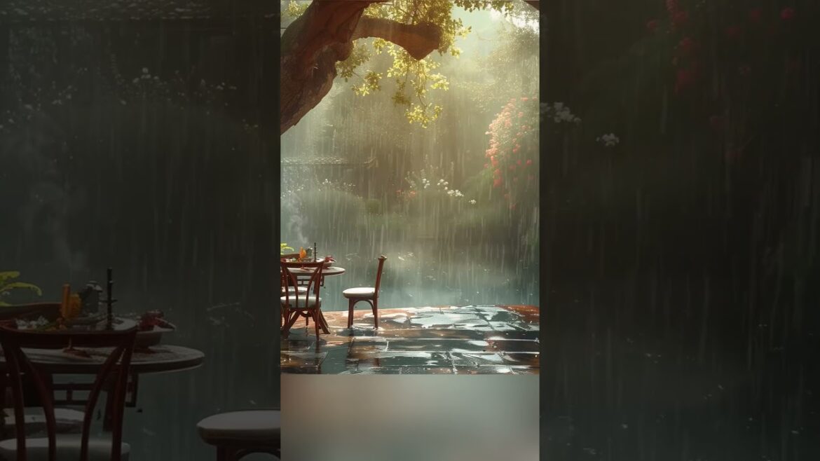 The sound of rain passing through old trees | Indoor pond and spring scenery | #naturalsound The sound of rain passing through old trees | Indoor pond and spring scenery | #naturalsound