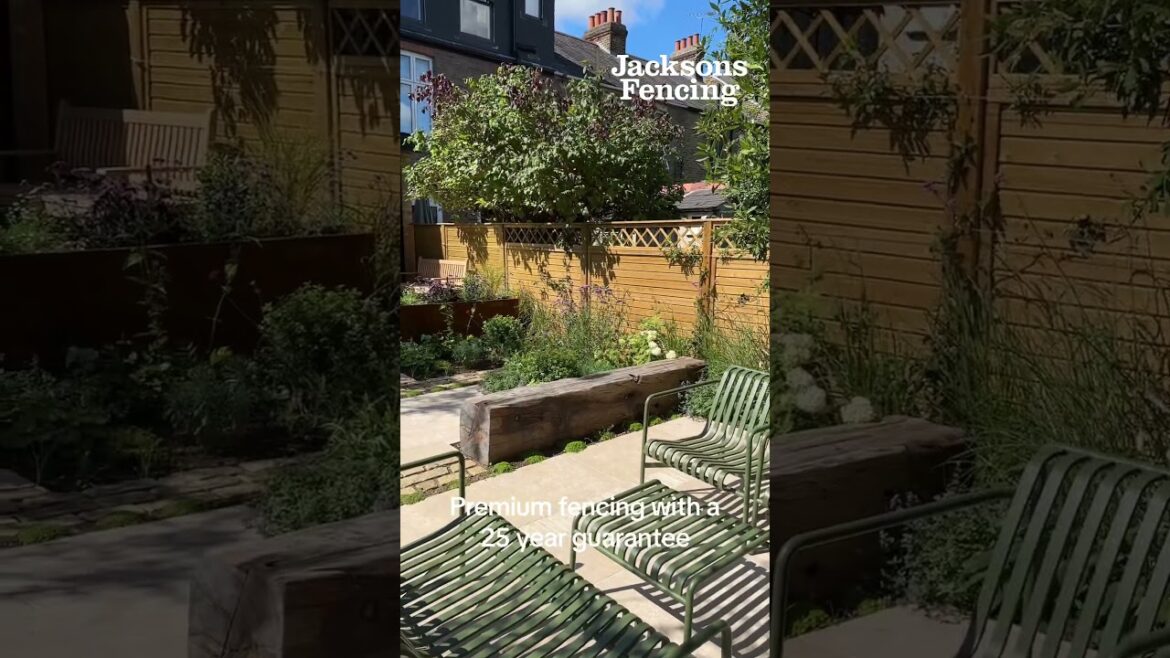 London garden design featuring our Horizontal Tongue and Groove fence panels with Diamond Trellis