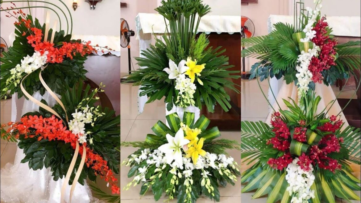 Church fresh flower arrangement and decoration ideas