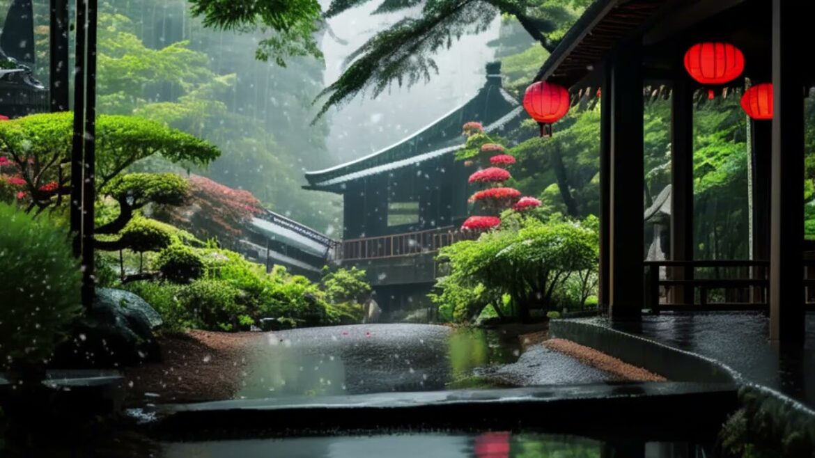 Snow sounds for sleeping | Enjoy the tranquility of rain In japanese garden | Overcome insomnia