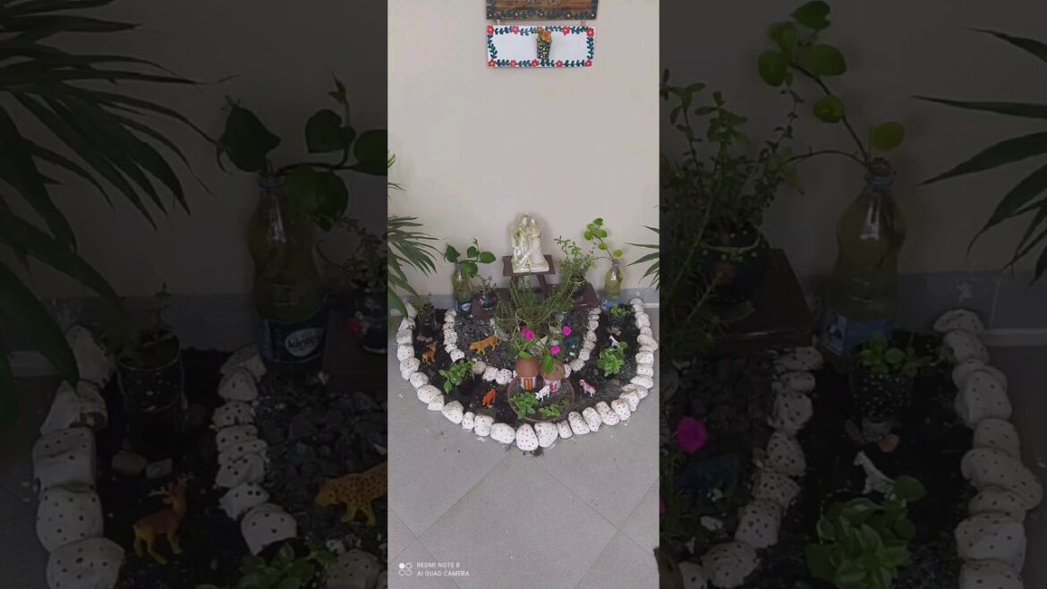 Balcony corner decoration idea|Small garden decoration idea|Rock garden design| #viral #shorts