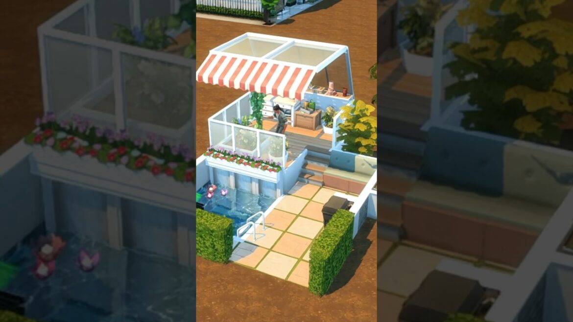 The sims 4 Garden, POOL, YARD IDEA #sims4garden #sims4shorts #sims4pool