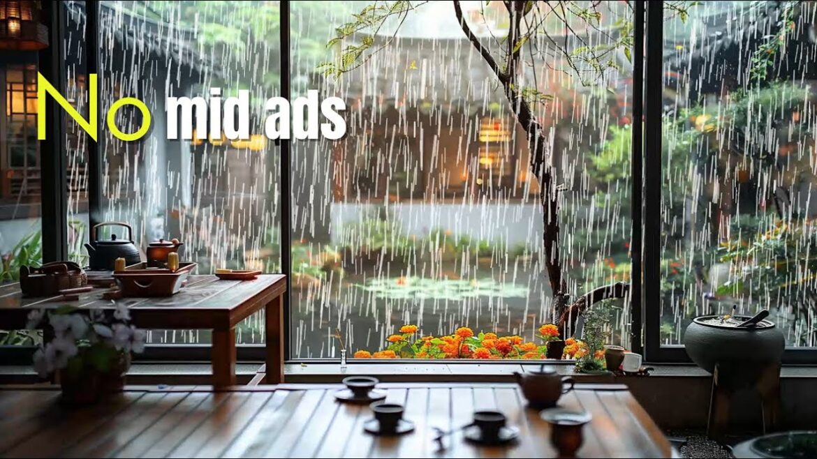 Rain on Japanese garden koi pond | Agarwood Healing Rain on Japanese garden koi pond | Agarwood Healing