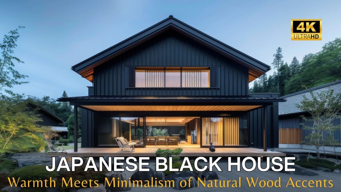 Warmth Meets Minimalism: Japanese Black House with Natural Wood Accents | Elegant Comfort Interior