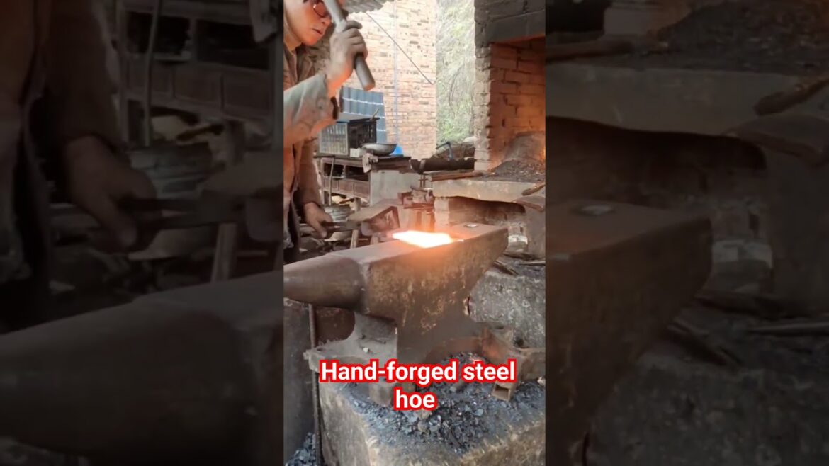Hand-forged steel hoe. #gardening tools. #shorts