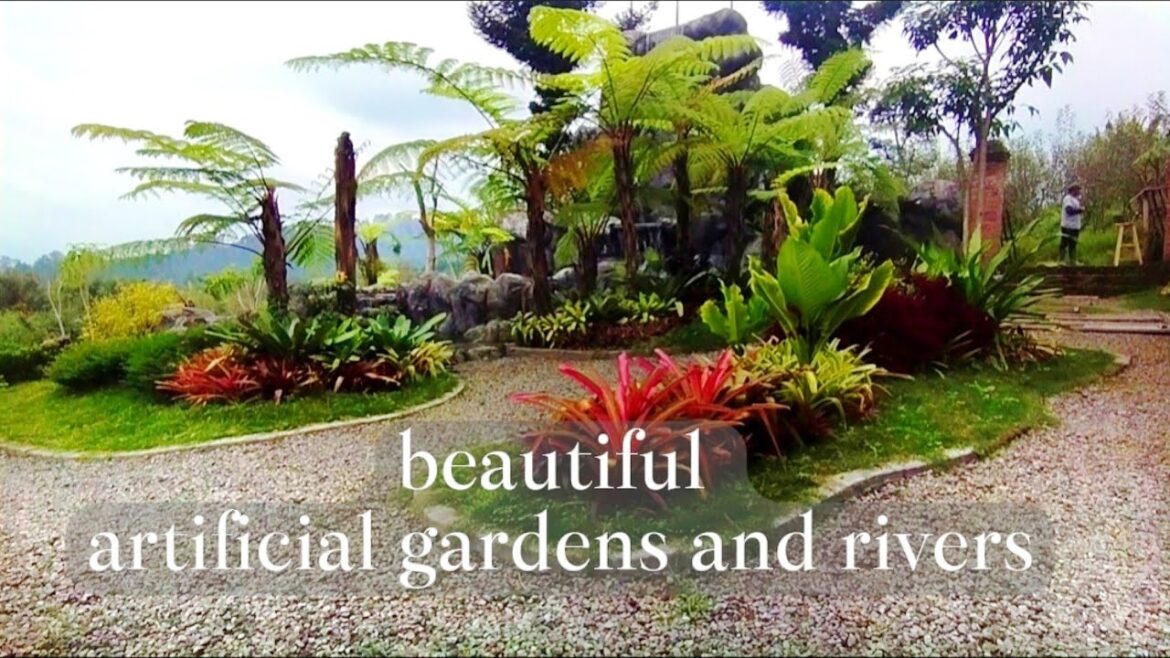 Tropical jungle garden design with an extraordinary artificial river 🌿🪴