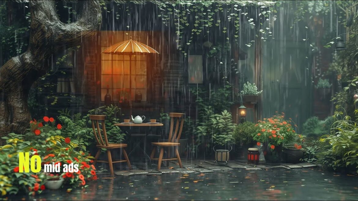 Tranquility in Japanese Garden: Healing Rain Sounds
