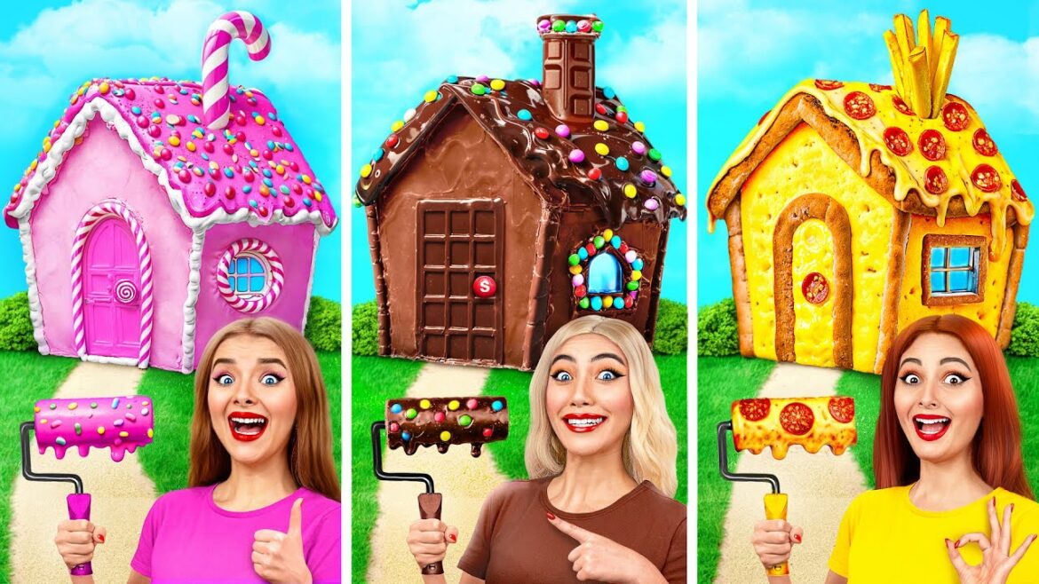 One Colored House Challenge | Sweets vs Chocolate vs Fast Food by Multi DO Smile One Colored House Challenge | Sweets vs Chocolate vs Fast Food by Multi DO Smile