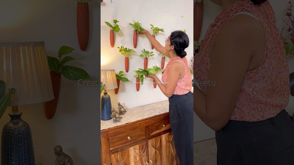 DIY vertical garden #shorts #ytshorts #verticalgardening #balconygarden #walldecor #diy
