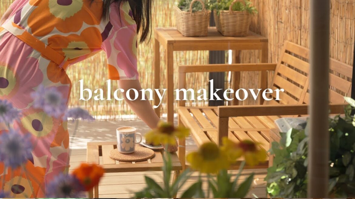 Cozy Balcony Makeover | Balcony Garden with IKEA outdoor furnitures | Marimekko